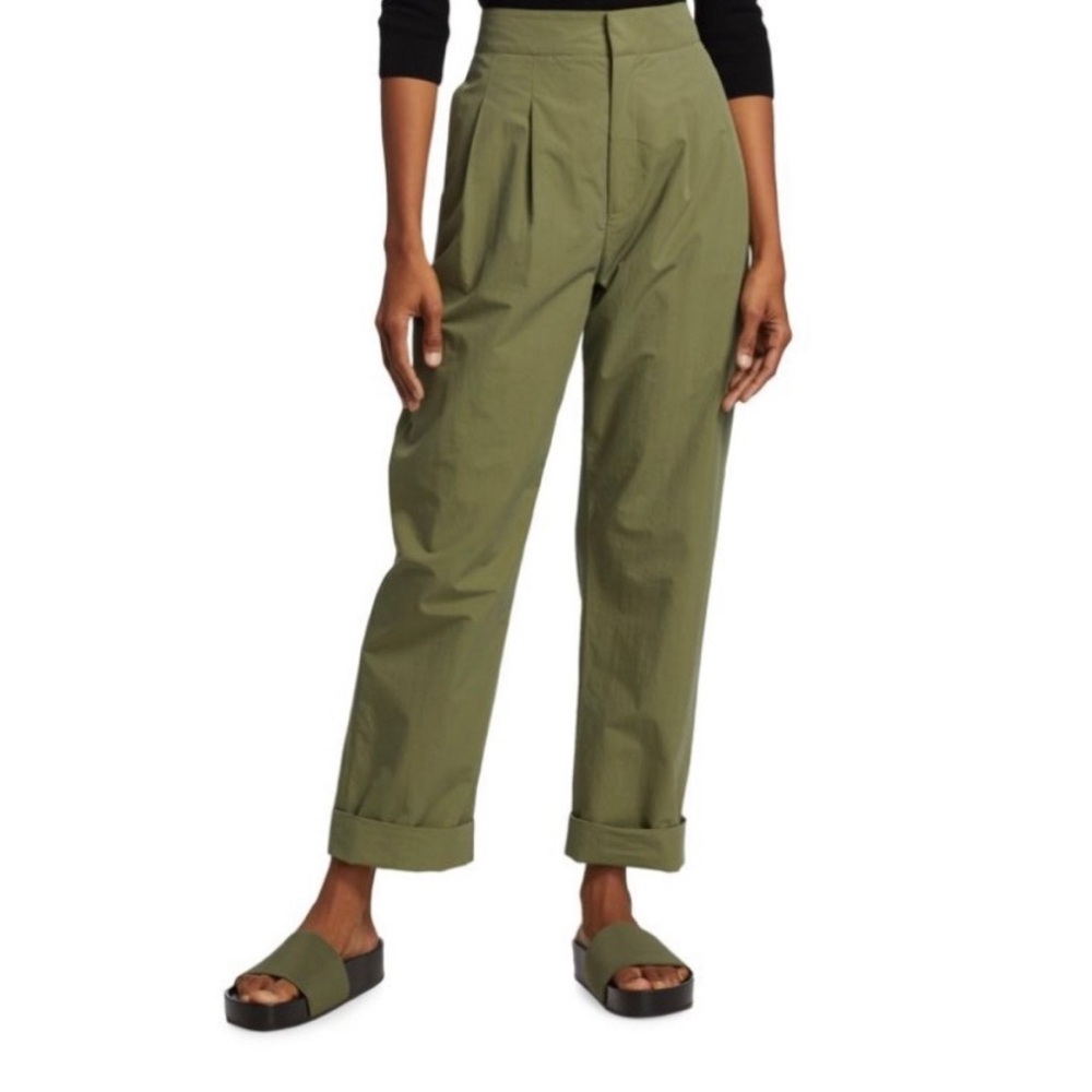 CO High-Waisted Trousers in Moss Size 6
